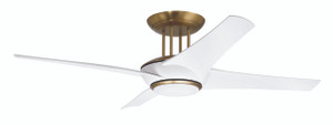 Cam 54" 4-Blade Ceiling Fan in White/Satin Brass w/ White Blades; Light Kit Included (optional) (CAM54WSB4)