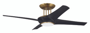 Cam 54" 4-Blade Ceiling Fan in Flat Black/Satin Brass w/ Flat Black Blades; Light Kit Included (optional) (CAM54FBSB4)