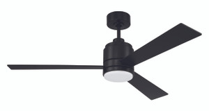 McCoy 52" 3-Blade Ceiling Fan in Flat Black w/ Flat Black Blades; Light Kit Included (optional) (MCY52FB3)