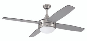 Phaze II 52" 4-Blade Ceiling Fan in Brushed Polished Nickel w/ Brushed Nickel/Greywood Blades; Integrated Light Kit (PHZ52BNK4-BNGW)