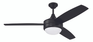 Phaze II 52" 3-Blade Ceiling Fan in Flat Black w/ Flat Black/Greywood Blades; Integrated Light Kit (PHZ52FB3)
