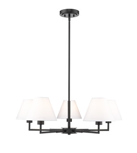 Leila 5 Light Chandelier in Matte Black (744-34R-MB)