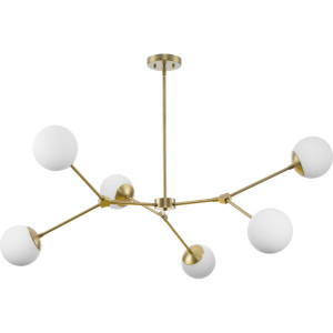 Haas Collection Six-Light Brushed Bronze Mid-Century Modern Chandelier (P400378-109) Haas Collection Six-Light Brushed Bronze Mid-Century Modern Chandelier (P400378-109)