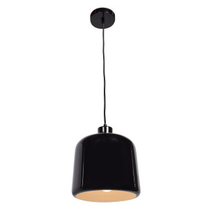 Nostalgia Shiny Black 1 Light Pendant (23778-SBL/WHT)