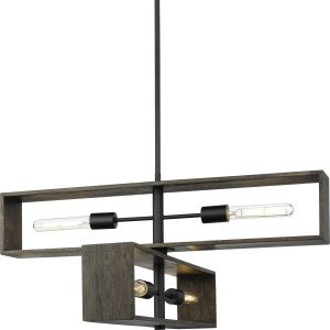 Boundary Collection Four-Light Matte Black Roasted Chicory Modern Chandelier (P400370-31M)