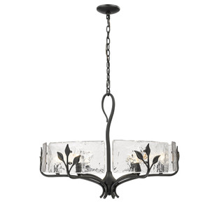 Calla 6 Light Chandelier in Natural Black with Hammered Water Glass Shade (3160-6 NB-HWG)