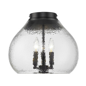 Ariella BLK 3 Light Flush Mount in Matte Black with Hammered Clear Glass Shade (1094-3FM BLK-HCG)