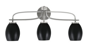 Cavella 3 Light Bath Bar, Graphite Finish, 5" Matte Black Oval Metal Shades (3913-GP-426-MB)