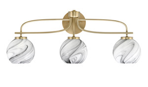 Cavella 3 Light Bath Bar, New Age Brass Finish, 5.75" Onyx Swirl Glass (3913-NAB-4109)