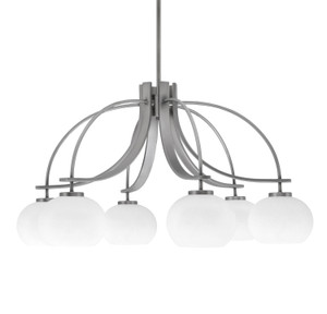 Cavella 6 Light, Downlight Chandelier, Graphite Finish, 7" White Muslin Glass (3926-GP-212)