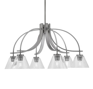Cavella 6 Light, Downlight Chandelier, Graphite Finish, 7" Clear Bubble Glass  (3926-GP-302)