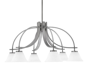 Cavella 6 Light, Downlight Chandelier, Graphite Finish, 7" White Muslin Glass (3926-GP-311)