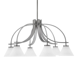 Cavella 6 Light, Downlight Chandelier, Graphite Finish, 7" White Muslin Glass  (3926-GP-312)