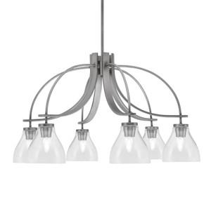 Cavella 6 Light, Downlight Chandelier, Graphite Finish, 6.25" Clear Bubble Glass (3926-GP-4760)
