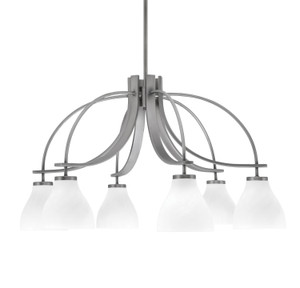 Cavella 6 Light, Downlight Chandelier, Graphite Finish, 6.25" White Marble Glass  (3926-GP-4761)