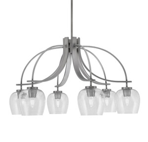 Cavella 6 Light, Downlight Chandelier, Graphite Finish, 6" Clear Bubble Glass  (3926-GP-4810)