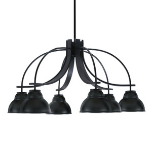 Cavella 6 Light, Downlight Chandelier, Matte Black Finish, 7" Matte Black Double Bubble Metal Shades (3926-MB-427) Cavella 6 Light, Downlight Chandelier, Matte Black Finish, 7" Matte Black Double Bubble Metal Shades (3926-MB-427)