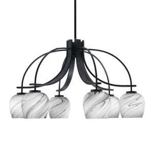 Cavella 6 Light, Downlight Chandelier, Matte Black Finish, 6" Onyx Swirl Glass  (3926-MB-4819)