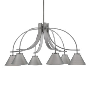 Cavella 6 Light, Downlight Chandelier, Graphite Finish, 7" Graphite Cone Metal Shades  (3926-GP-421-GP)