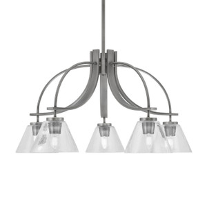 Cavella 5 Light, Downlight Chandelier, Graphite Finish, 7" Clear Bubble Glass (3925-GP-302)