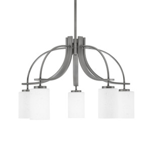 Cavella 5 Light, Downlight Chandelier, Graphite Finish, 4" White Muslin Glass (3925-GP-310)