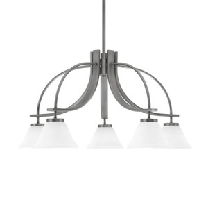 Cavella 5 Light, Downlight Chandelier, Graphite Finish, 7" White Muslin Glass (3925-GP-311)