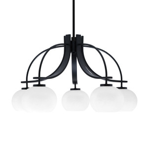 Cavella 5 Light, Downlight Chandelier, Matte Black Finish, 7" White Muslin Glass (3925-MB-212)