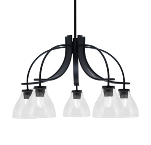 Cavella 5 Light, Downlight Chandelier, Matte Black Finish, 6.25" Clear Bubble Glass (3925-MB-4760)