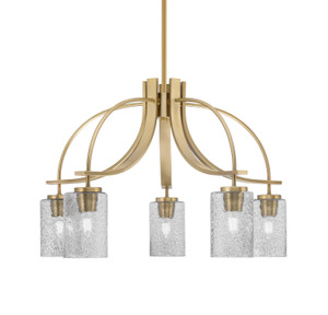 Cavella 5 Light, Downlight Chandelier, New Age Brass Finish, 4" Smoke Bubble Glass (3925-NAB-3002)