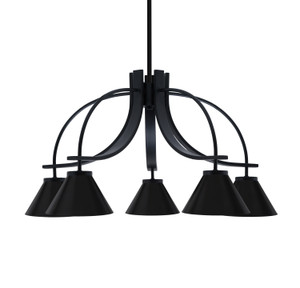 Cavella 5 Light, Downlight Chandelier, Matte Black Finish, 7" Matte Black Cone Metal Shades (3925-MB-421) Cavella 5 Light, Downlight Chandelier, Matte Black Finish, 7" Matte Black Cone Metal Shades (3925-MB-421)