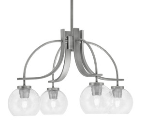 Cavella 4 Light, Downlight Chandelier, Graphite Finish, 5.75" Clear Bubble Glass (3924-GP-4100)