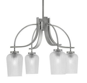 Cavella 4 Light, Downlight Chandelier, Graphite Finish, 5" Clear Textured Glass (3924-GP-4250)