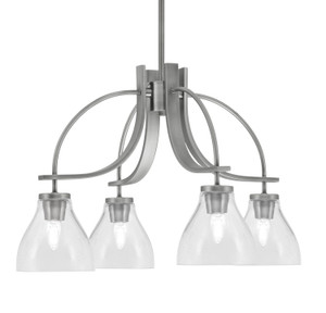 Cavella 4 Light, Downlight Chandelier, Graphite Finish, 6.25" Clear Bubble Glass (3924-GP-4760)