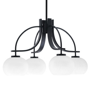 Cavella 4 Light, Downlight Chandelier, Matte Black Finish, 7" White Muslin Glass (3924-MB-212)