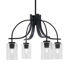 Cavella 4 Light, Downlight Chandelier, Matte Black Finish, 4" Clear Bubble Glass (3924-MB-300)