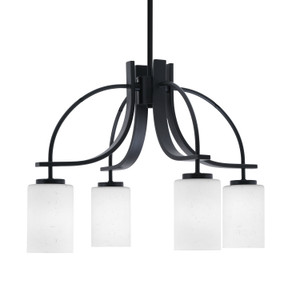 Cavella 4 Light, Downlight Chandelier, Matte Black Finish, 4" White Muslin Glass (3924-MB-310)