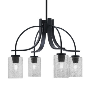 Cavella 4 Light, Downlight Chandelier, Matte Black Finish, 4" Smoke Bubble Glass (3924-MB-3002)