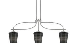 Cavella 3 Light Island Light, Graphite Finish, 6" Black Matrix Glass (3936-GP-4039)