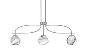 Cavella 3 Light Island Light, Graphite Finish, 5.75" Onyx Swirl Glass (3936-GP-4109)