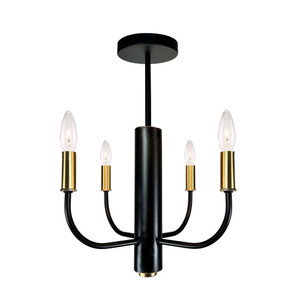 Avalon 4 Light Semi Flushmount Vintage Brass & Black (AC10624VB)