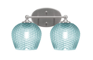 Capri 2 Light Bath Bar, Brushed Nickel Finish, 6 Turquoise Textured Glass (5912-BN-4605)