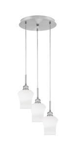 Array 3 Light Cord Hung Cluster Pendalier, Brushed Nickel Finish, 5.5" Zilo White Linen Glass (1818-BN-681)