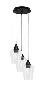 Array 3 Light Cord Hung Cluster Pendalier, Matte Black Finish, 5" Clear Bubble Glass (1816-MB-210)
