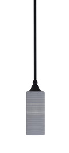 Stem Hung Mini Pendant, Matte Black Finish, 4" Gray Matrix Glass (23-MB-4092)