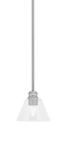 Edge Stem Hung Mini Pendant, Brushed Nickel Finish, 7" Clear Bubble Glass (1151-BN-302)