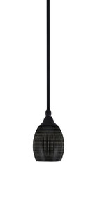 Stem Hung Mini Pendant, Matte Black Finish, 5" Black Matrix Glass (23-MB-4029)