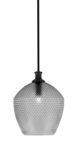 Zola Stem Hung Pendant, Matte Black Finish, 12" Smoke Textured Glass (75-MB-4222)