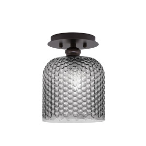 Edge 1 Light Semi-Flush, Espresso Finish, 7" Smoke Textured Glass (1160-ES-4912)