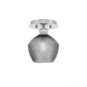 Edge 1 Light Semi-Flush, Brushed Nickel Finish, 6" Smoke Textured Glass (1160-BN-4622)