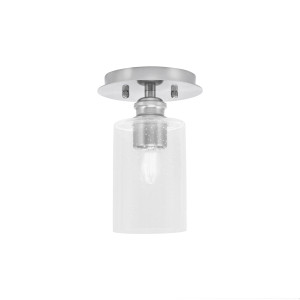 Edge 1 Light Semi-Flush, Brushed Nickel Finish, 4" Clear Bubble Glass (1160-BN-300)